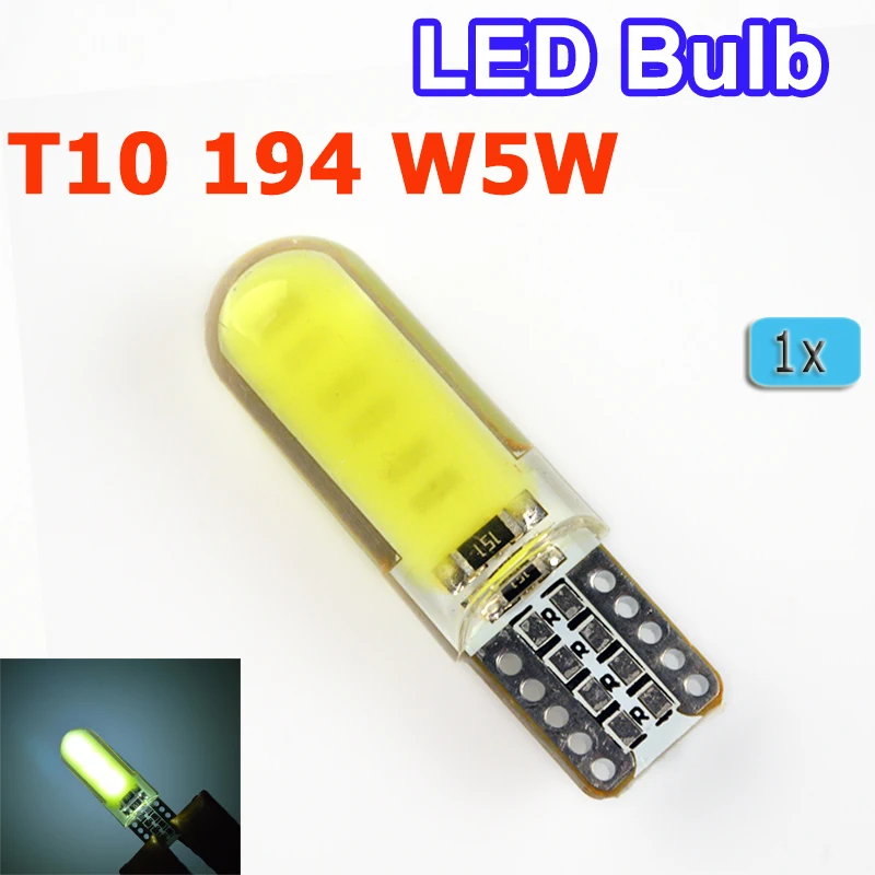 

Hippcron LED Bulb T10 LED W5W Lamp 194 COB Silicone Car Light Car-styling White Red Yellow Green Blue Pink Crystal Blue Color