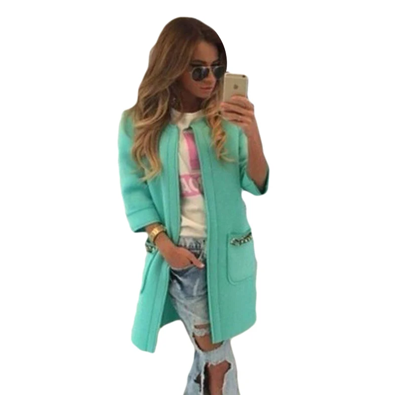 

New 2019 Autumn Winter Trench Women Casual Coat Long Tops O-Neck Outwear Coats Three Quarter Sleeve Female Cardigan