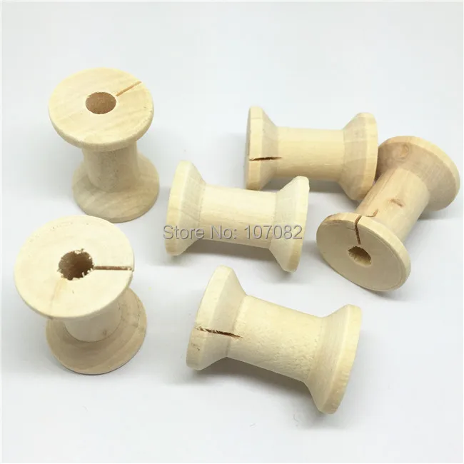 

50pcs/lot 29x21mm Natural Wood Spools Wooden Crafts Spool Bobbins DIY Sewing Tools For Embellishments Threading