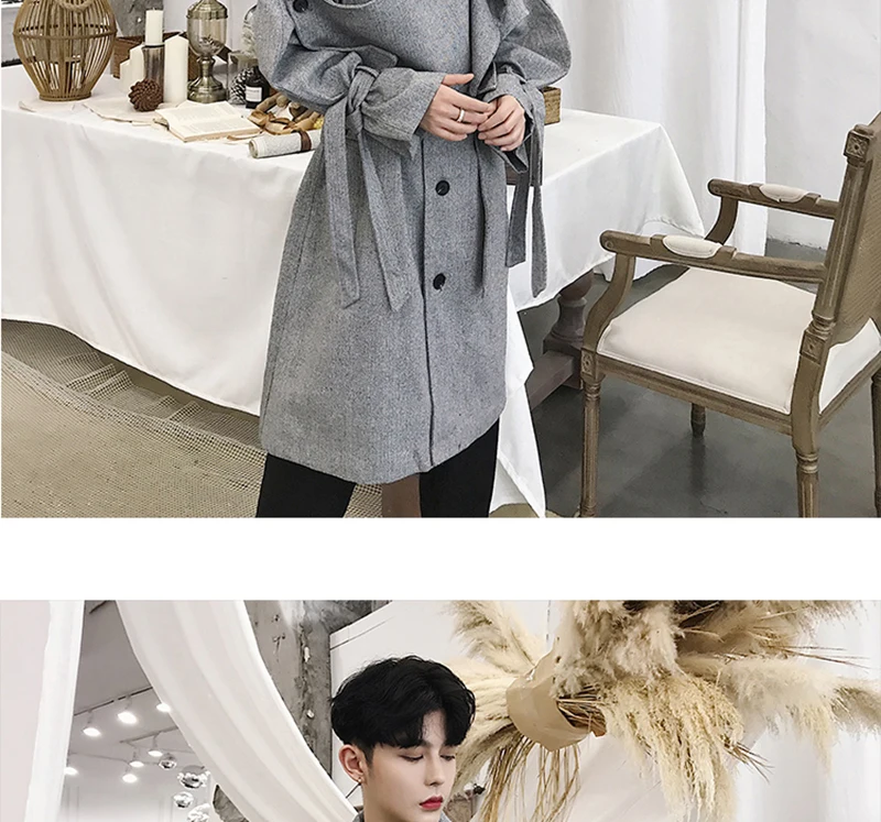  Trench Coat Men Streetwear Punk Rave Gothic Long Jacket  (13)