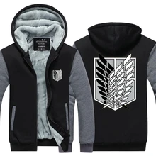 Fans Wear Attack on Titan Coat Zipper Hooded Printed Hoodies Shingeki No Kyojin Winter Sweatshirt Rivaille Zip Up Sweatshirts