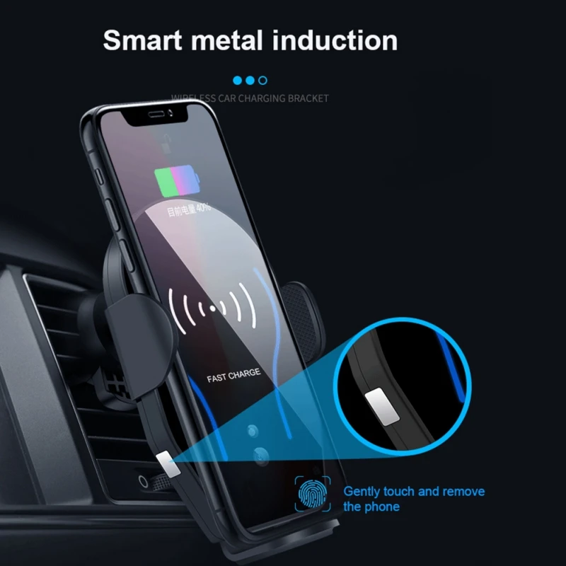 

Hot Univesal Wireless Car Charger Mount Infrared Sensor Auto Clamping Air Vent Phone Holder clamping Wireless Car Charger Mount