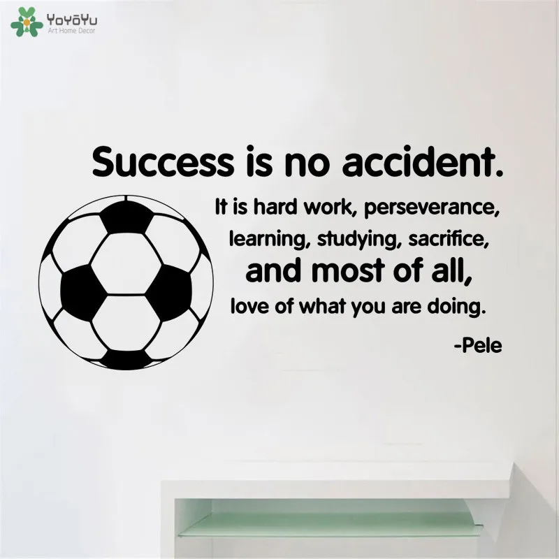 YOYOYU Wall Decal Success Is No Accident Sticker Vinyl Mural For Kids Boys Room Pele Quote Soccer Poster QQ322 | Дом и сад