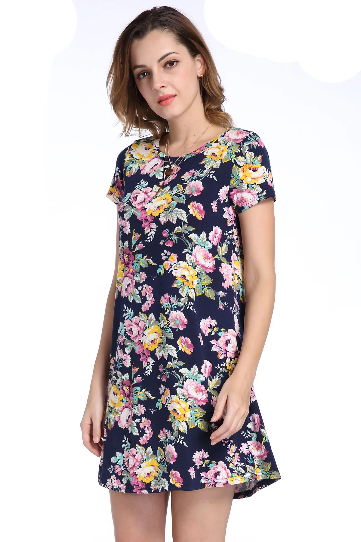 Cute Summer Dress Women Multicolor Floral Print A Line Dresses With
