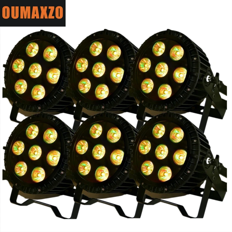 Conduziu a Luz do Palco Rgbaw plus uv Rgbwa plus uv w ao ar 6in1 6 Pçs e lote Slimpro 7 18 Livre Par 64 à Prova d’ Água Luz Par 6in1 7 12 w à Prova d’ Água