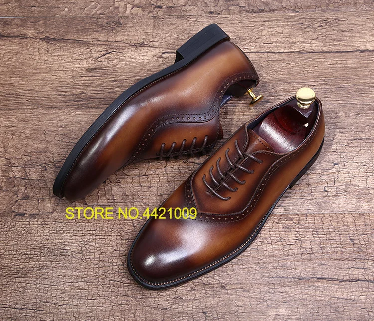 

Italian Carved Mens Dress Oxfords Shoes 2018 Spring Mens Wedding Oxfords Shoes Business Office Formal Oxfords Borgues Shoes