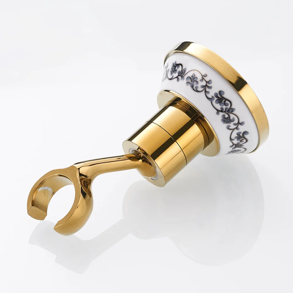 Shower Mounting Brackets Gold Brass Swivel Handheld Shower Holder Shower Head Seat Rack Bathroom Parts Bath Accessories (4)
