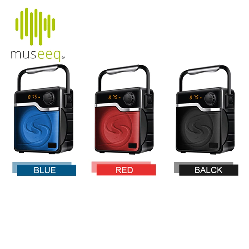 Museeq Portable Bluetooth Dance and Party Speaker with 4&quot Driver LED Display Carrying Handle Karaoke Microphone Compatible |