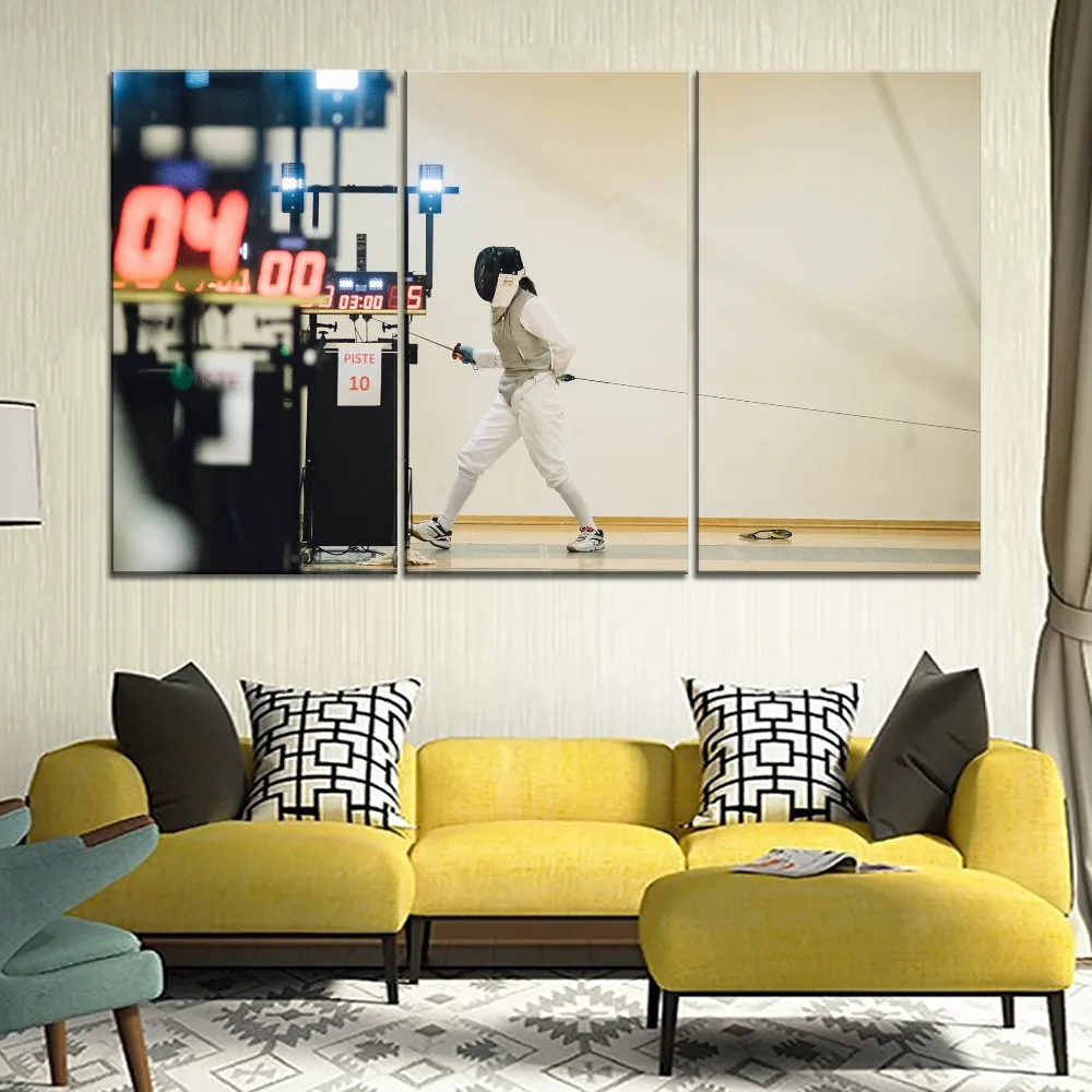 

Fencing Equipment Sword Sport Painting 3 Piece Style Picture High Quality Canvas Print Type Modern Home Decor Wall Art Poster