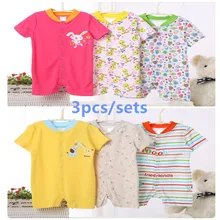 3pcs/sets Summer Baby Boys Romper girls clothes infant one-pieces baby Cotton short sleeve suits vestidos meninas roupas bebe