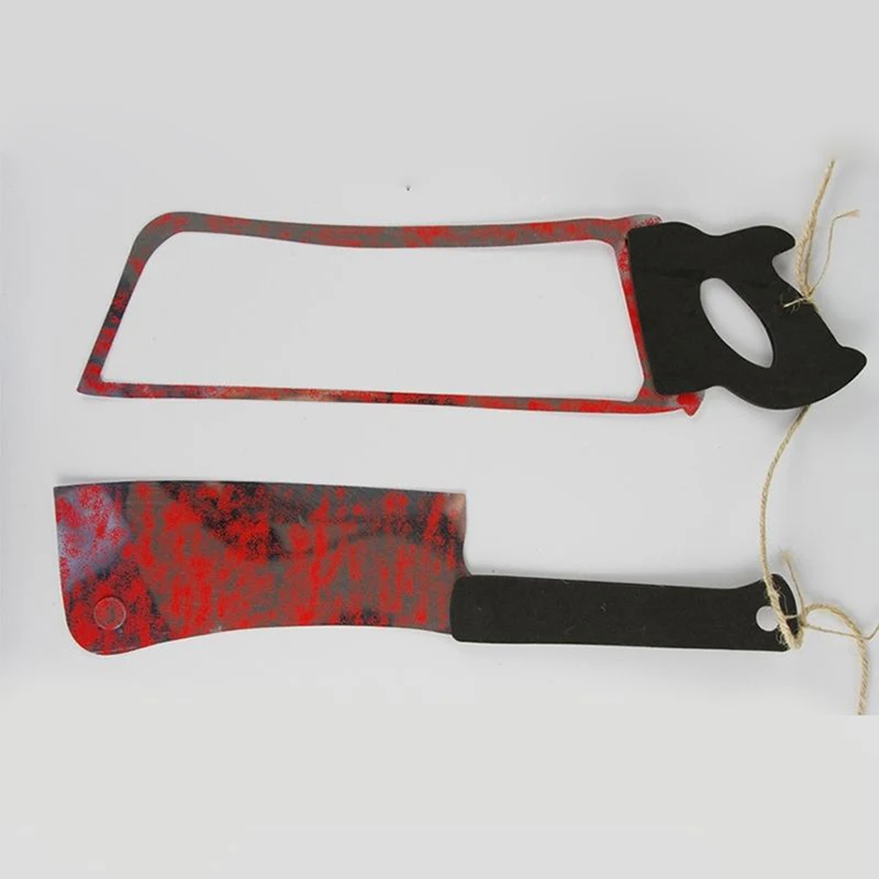 Halloween Banner Bloody Knife Horror Props Bloody Hand Haunted House Party Decoration Scary Fake Hand Foot Halloween Supplies