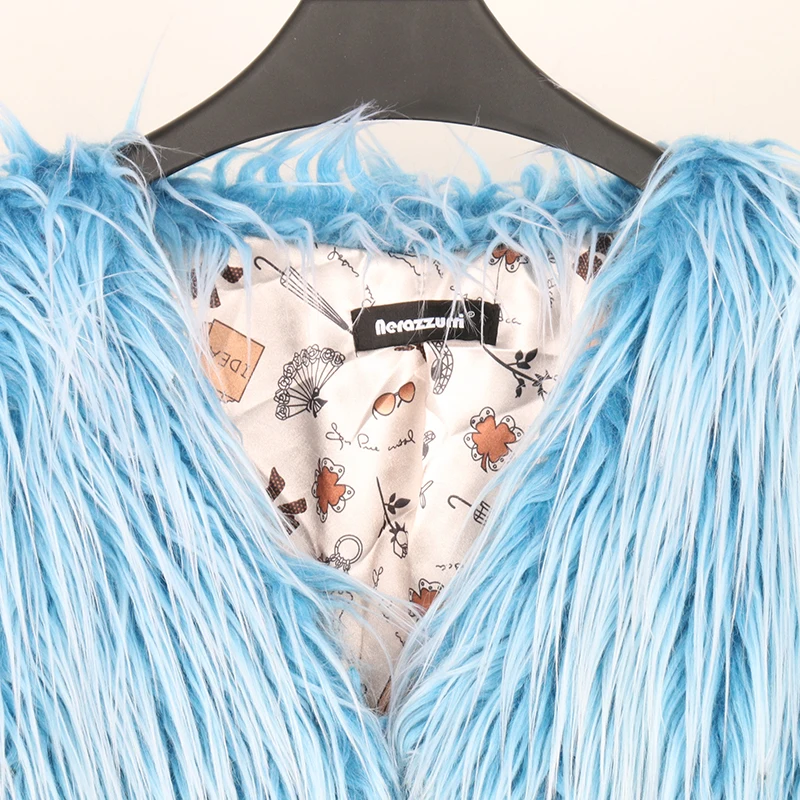Нераззурри пушистое пальто из искусственного меха женская зимняя уличная одежда с v-образным вырезом синяя модная цветная короткая куртка из искусственного меха большой размер верхняя одежда 5xl