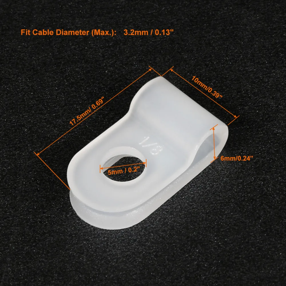 10Pcs Fit 3.2/6.4/12.7/15.8/19.4mm Dia Wire Hose Tube Nylon R-type Cable Clamp Cord Clips for Wire Management Black White cable organizer cable clip cable clamp