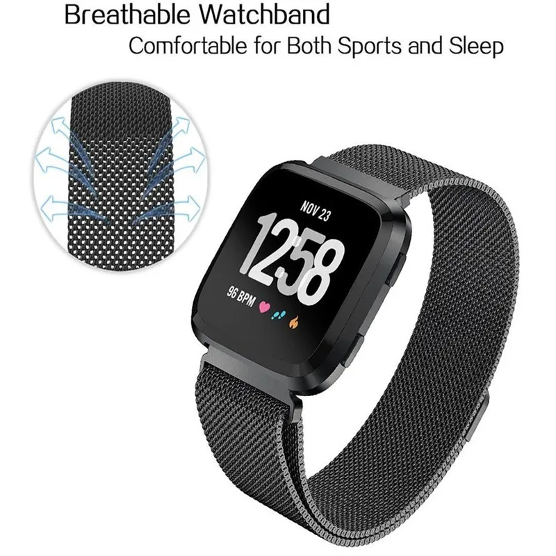 Металлический браслет из нержавеющей стали для Fitbit Versa ремешок на запястье