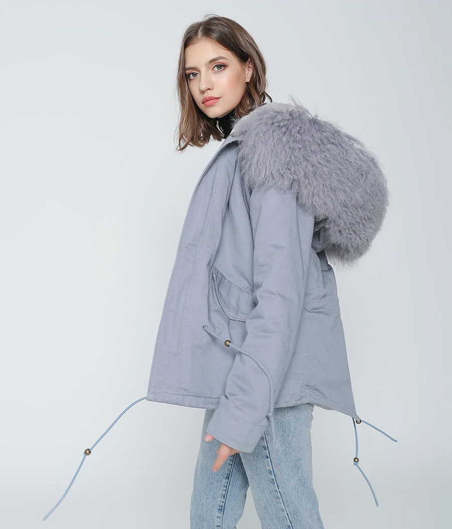 Parka Real Fur Coat Winter Jacket Women Real Mongolia Sheep Fur Parkas Thick Warm Luxury Detachable Outerwear Streetwear