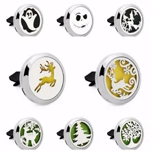 Рождественская елка олень Хэллоуин 30 мм из нержавеющей стали эфирные масла духи Арома автомобильный диффузор медальон вентиляционные зажимы 10 шт колодки случайный