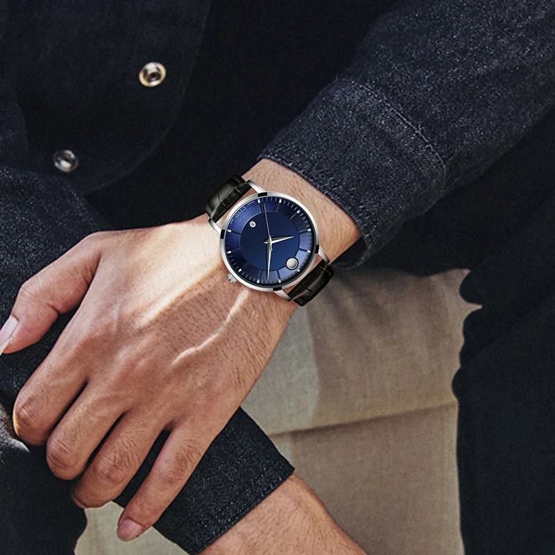 CIVO Simple Casual Mens Watches Waterproof Date Calendar Gents Genuine Leather Quartz Wrist Watches For Men Clock Reloj Hombre