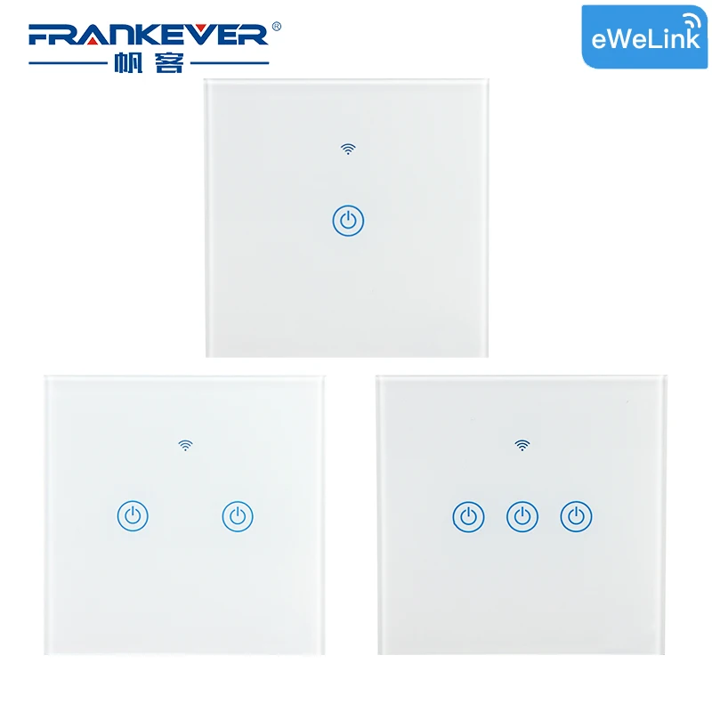 

FrankEver WiFi Smart Wall Switch 1/2/3 Gang Touch Sensor 10A Switch Remote Control Works with Alexa Google Home Via eWelink APP