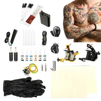 

Tattoo Accessories Complete Tattoo Kit for Beginners Tattoo Power Supply Inks Tattoo Needles Shader Liner Machine Eyelashes