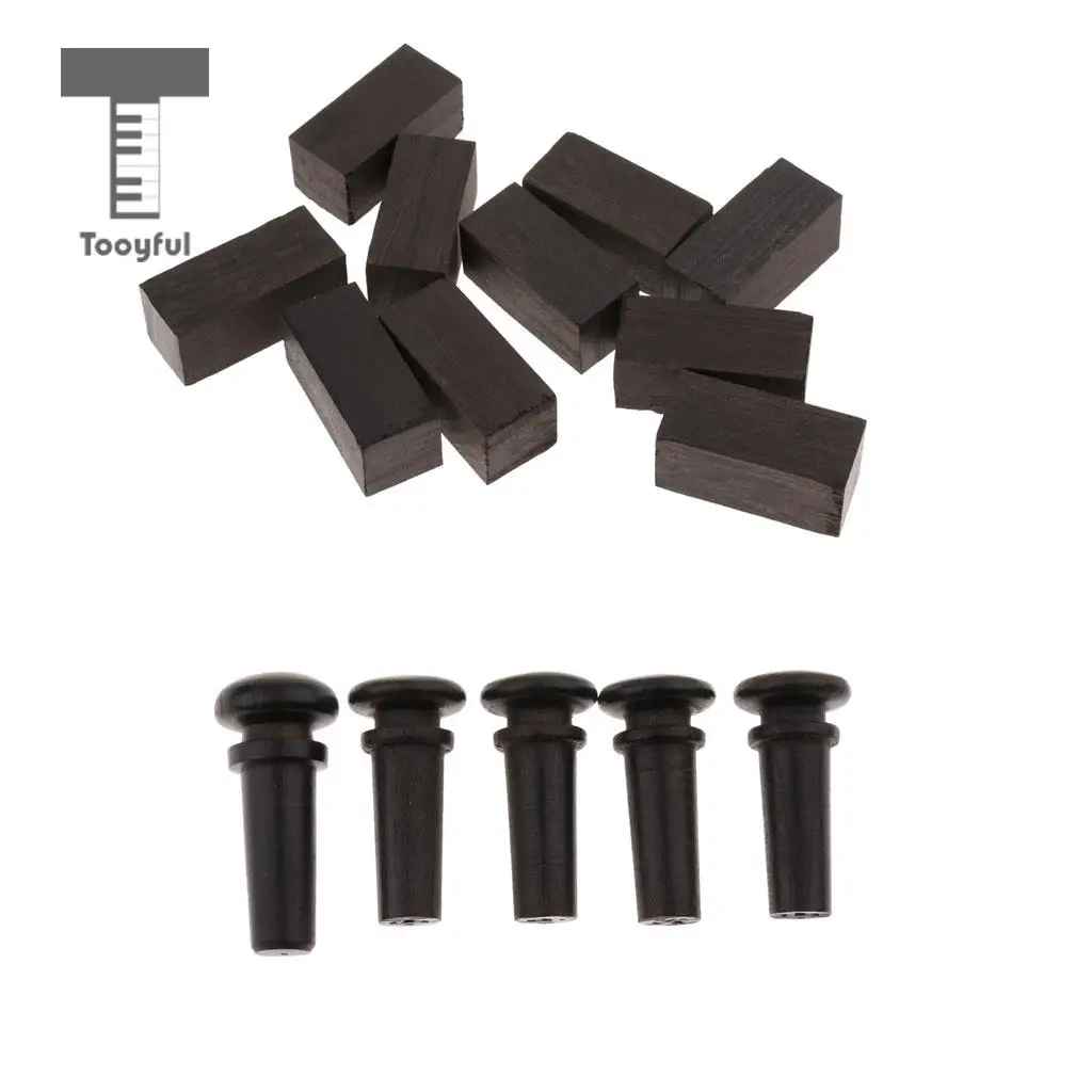 5pcs Blackwood Endpin/10pcs Square Wood Block For Violin Luthier Supply