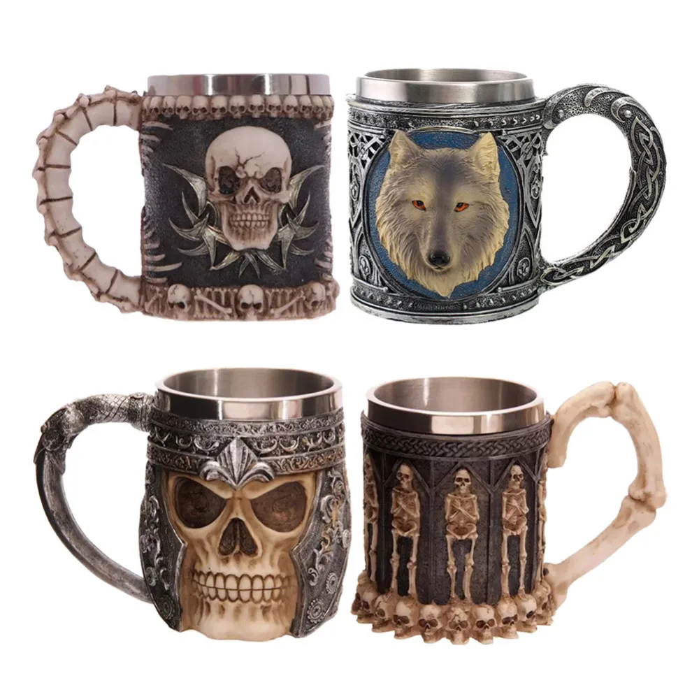 viking skull coffee mug