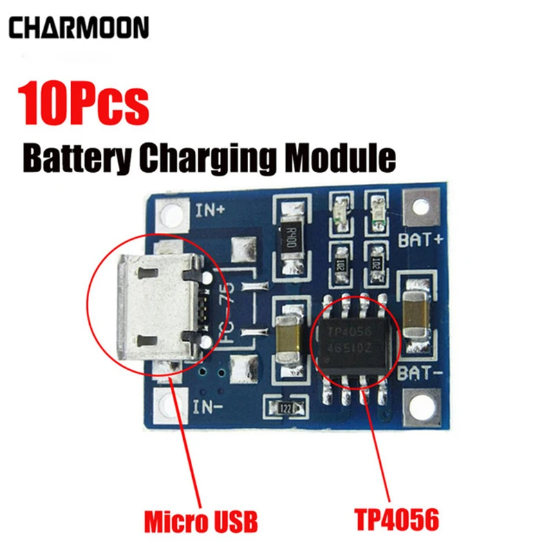 

10Pcs TP4056 5V 1A Micro USB 18650 Lithium Battery Charging Board Charger Module Protection Dual Functions for arduino Diy Kit