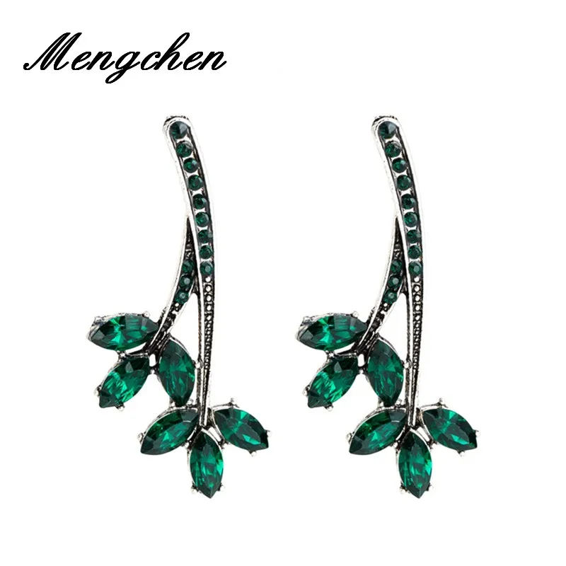 Novelty Crystal Leaf Charms Earrings for Women Fashion Jewelry Bohemian