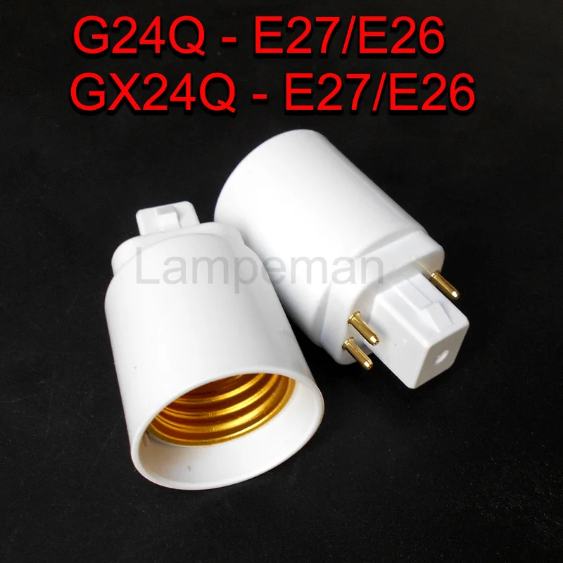 G24 TO E27 adapter, 4P GX24 to E26/E27 Lamp Base Converter,15.5mm,Gx24q
