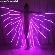 Костюмы со светодиодами живота светодиодный крылья сценическое представление Женская Одежда для танцев светодиодный бабочка ISIS танец живота светящееся крыло карнавальные костюмы