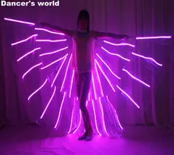 СВЕТОДИОДНЫЙ Костюмы живота светодиодный крылья этап Производительность Для женщин танцевальная одежда светодиодный бабочки ISIS танец