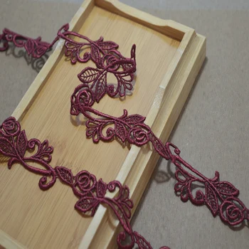 

5cm 7yds/lot wavy red floral line venise Lace Trim with Design for Wedding Bridal and Garment Decoration 1705205