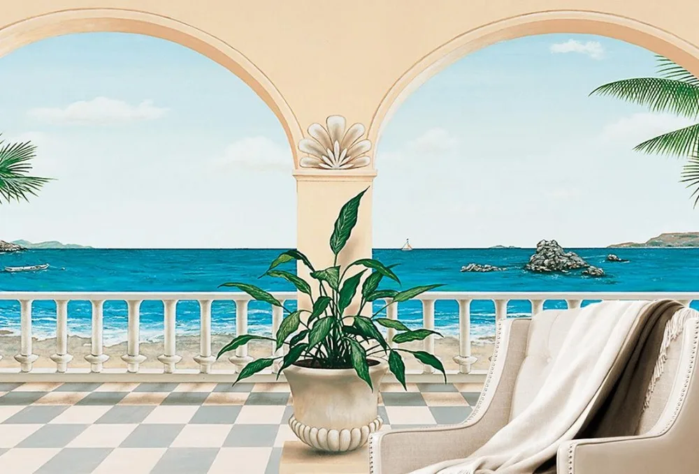 

3d wallpaper for room Mediterranean arch landscape painting bathroom 3d wallpaper photo wall murals wallpaper