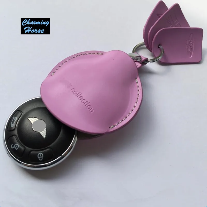 For Mini Cooper Countryman R60 Paceman R61 R55 R56 Leather Remote Key Case Fob Chain Holder