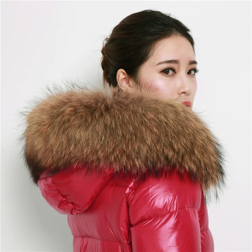 Tcyeek длинные белые куртки-пуховики на утином пуху зимняя куртка женские пальто большое меховое пальто толстая теплая одежда Chaqueta Mujer LWL718 - Цвет: red