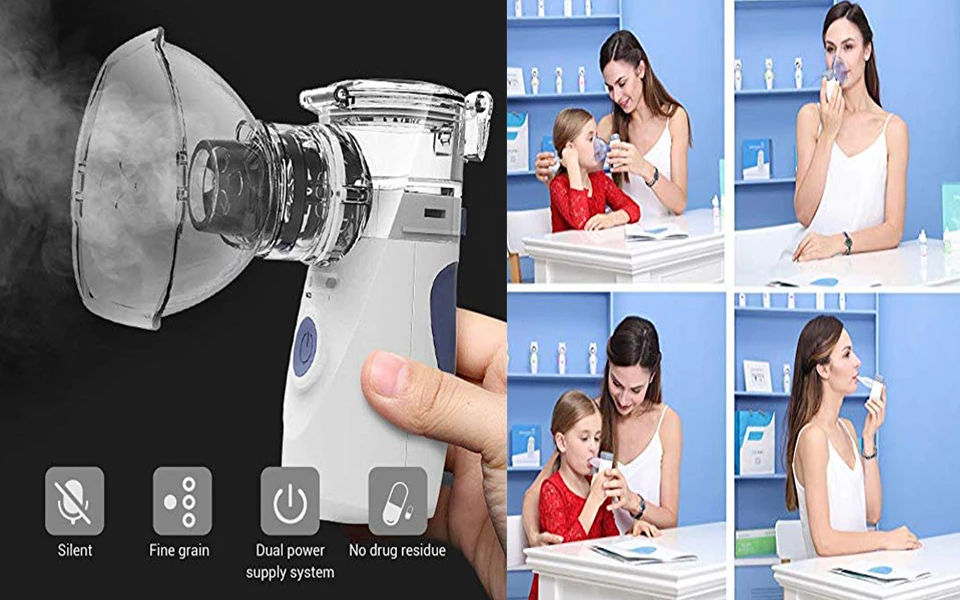 PRCMISEMED Mini Handheld Portable Nebulizer Rechargeable USB Cold Mist Inhaler Kit For Adult Children- multiple colors