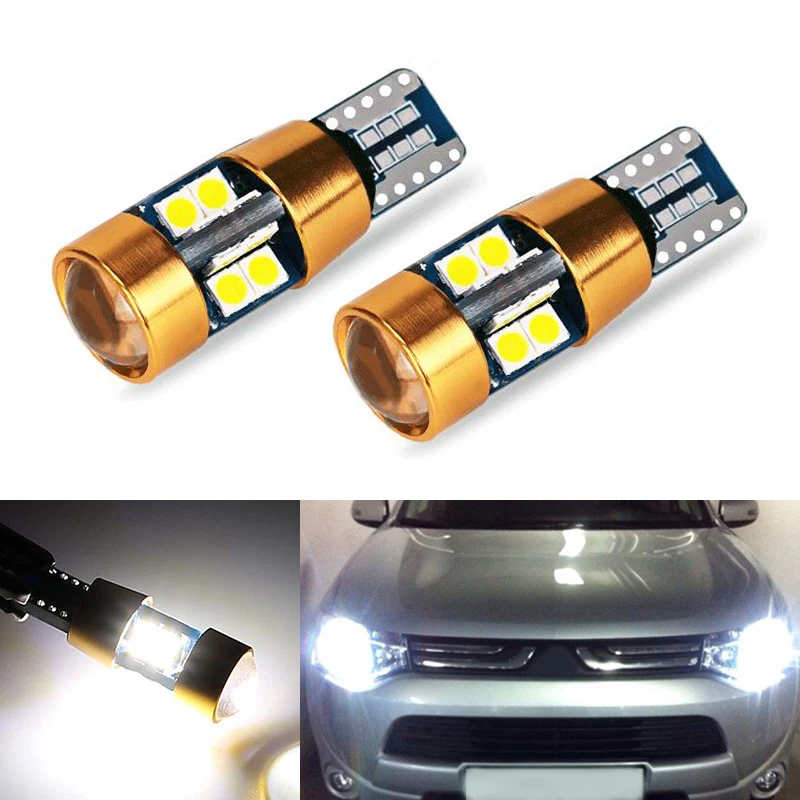 

2x Canbus Car 3030 SMD T10 LED W5W Lens Auto Lamp Light Bulbs for mitsubishi asx lancer 9 10 pajero outlander l200 colt galant