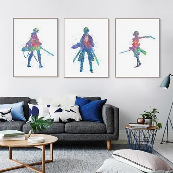 

Watercolor Japanese Animation Attack On Titan Canvas Art Poster Print Wall Picture Paintings Kids Room Home Decor No Frame