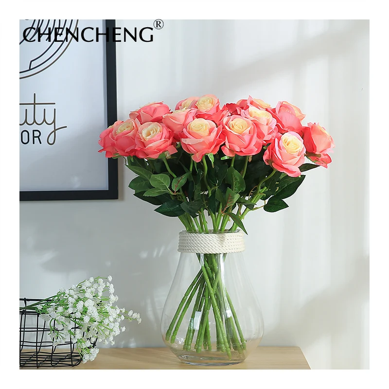 CHENCHENG 48 см 11 шт./лот красные фиолетовые искусственные цветы роза свадебное