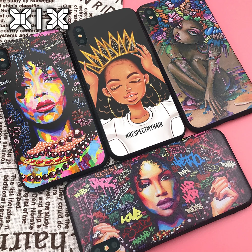 XIX for Funda iPhone X Case 5 5S 6 6S 7 8 Plus X XS Max XR African Girls for Cover iPhone 7 Case Soft TPU for Capa iPhone 8 Case