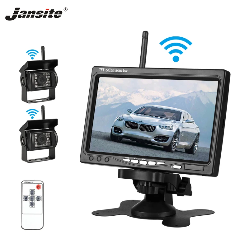 

Jansite 7" TFT LCD Wireless Car Rearview Monitor HD Display camera Reverse Assistance Camera Paking System with Two Rear cameras