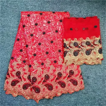 

Nigerain lace fabric red tessuto africano bazin riche brocade high quality cotton bazin brode brocade for wedding 5+2yards/lot