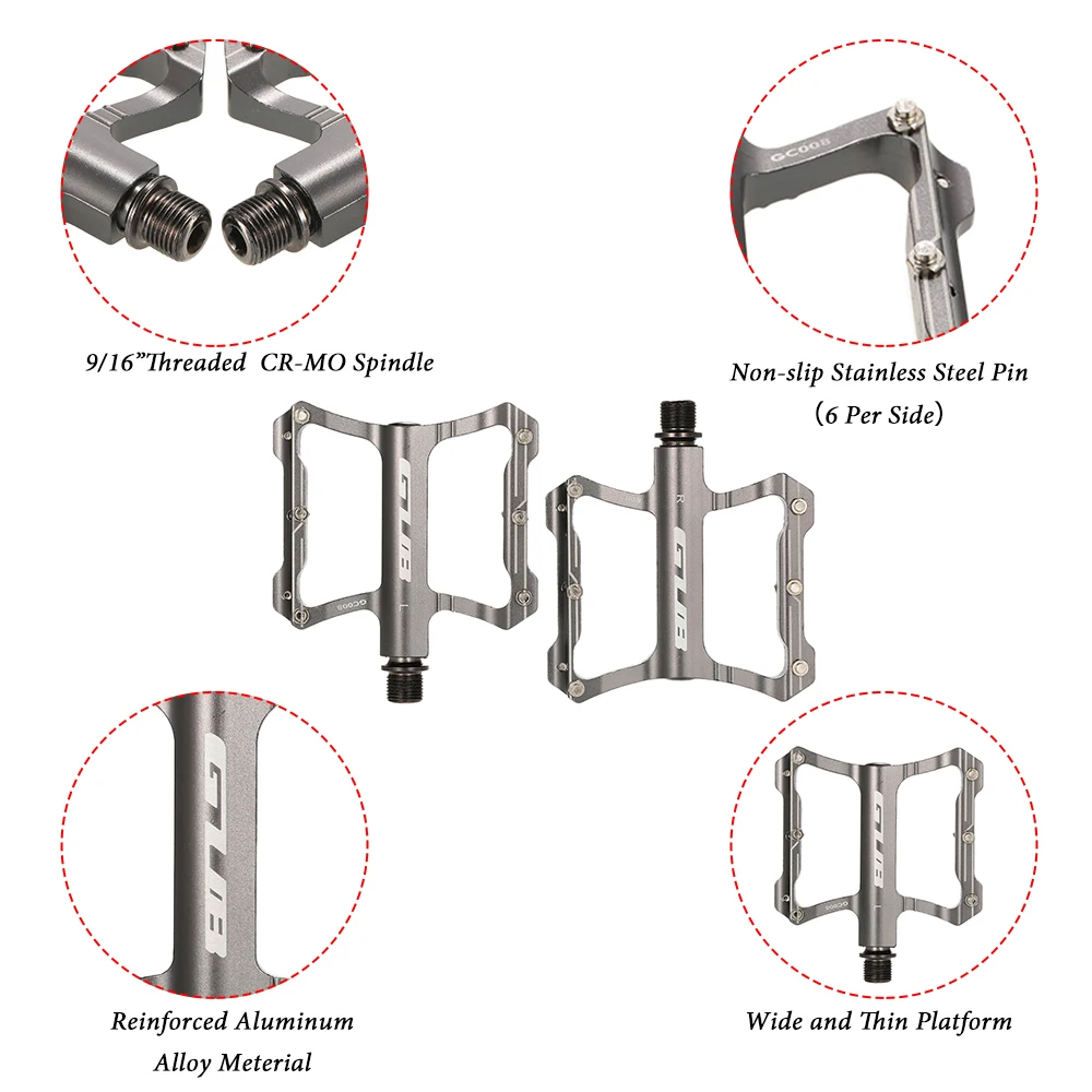 GUB велосипедный BMX велосипед велосипедные педали на плоской платформе педали для шоссейного велосипеда велосипедные педали с большим контактом 9/16 резьбовые герметичные подшипники