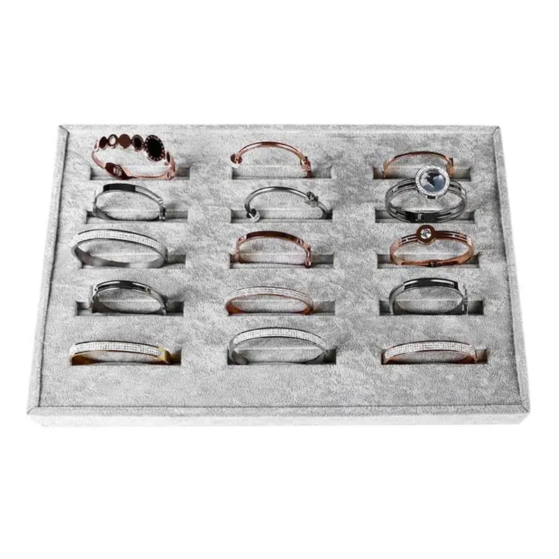 

Professional Jewelry Display 12slots Bangles Display Tray Velvet Organizer Holder Showcase Box Display Tray