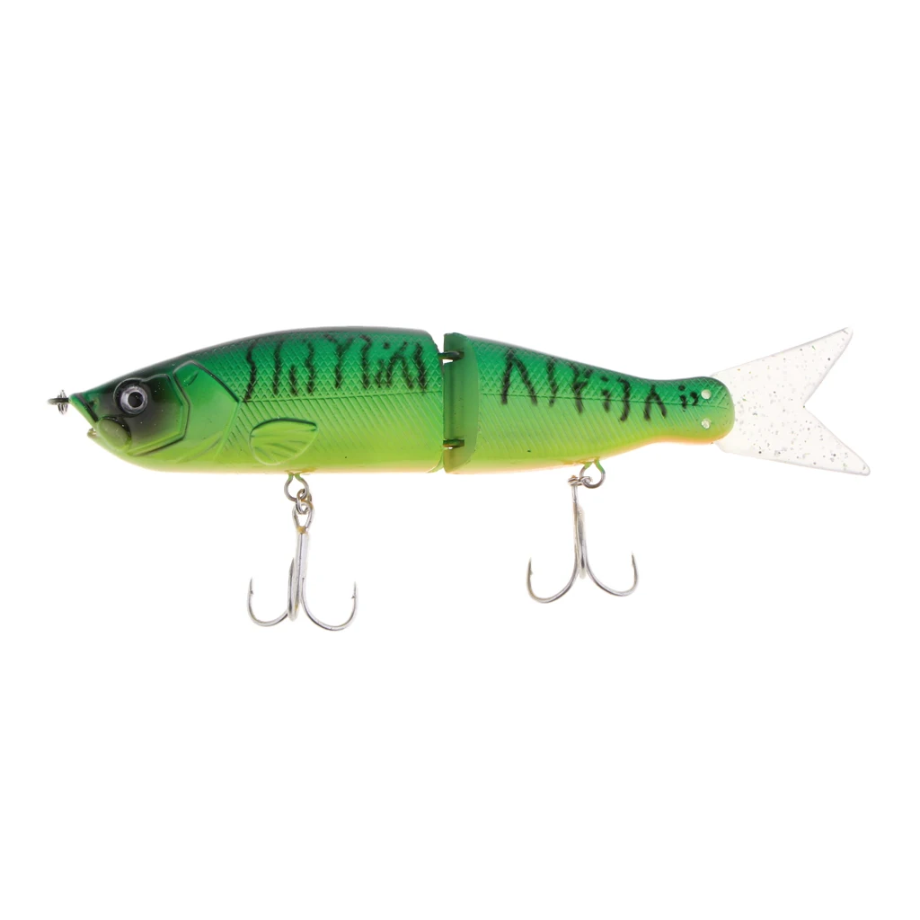 Artificial Bait Fishing 2-Section Multi Jointed Fishing Lures Swimbait with 2 Treble Hooks Minnow Crankbait Artficial Soft Bait