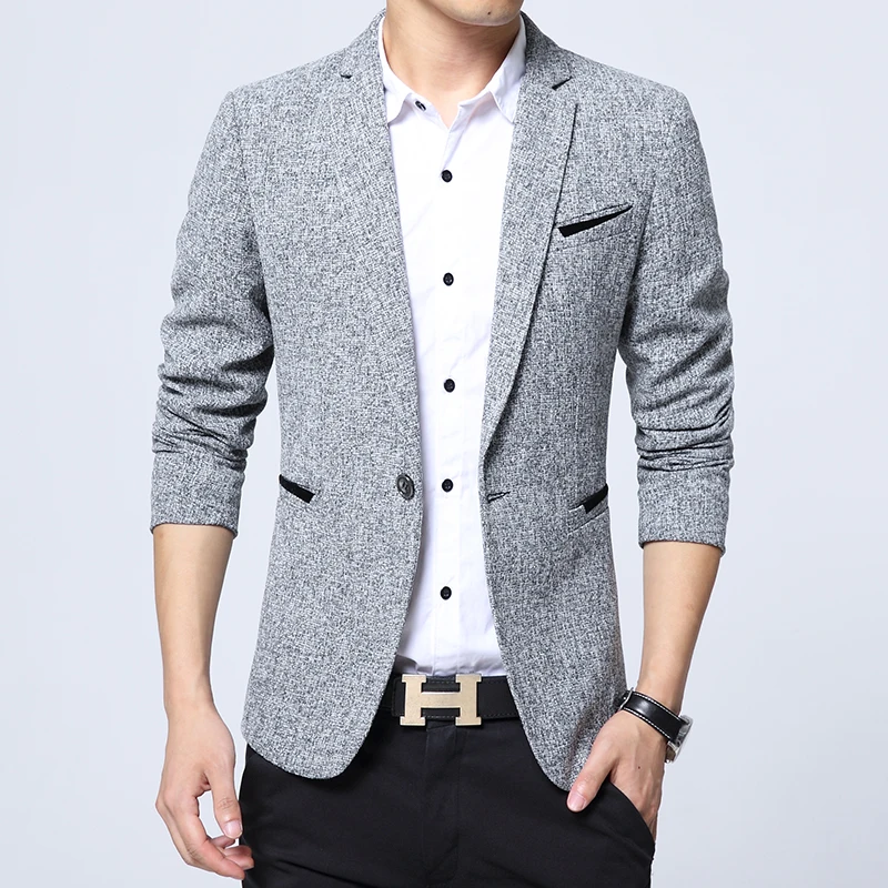 2018 New Spring Autumn thin Casual Men Blazer Cotton Slim England Suit Blaser Masculino Male Jacket Blazer Men Size S-5XL