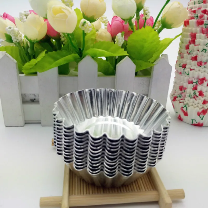 250pcs/50pcs small cake egg tarts mold aluminum/round/disposable tin tray non-sticky bakery tools pastry baking accessories