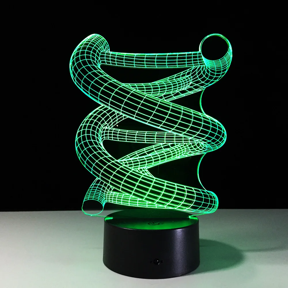  3D DNA LED Night Lamp ABS Touch Base Abstract Spiral Bulb Lamp LED Night Light Table Illusion Home 