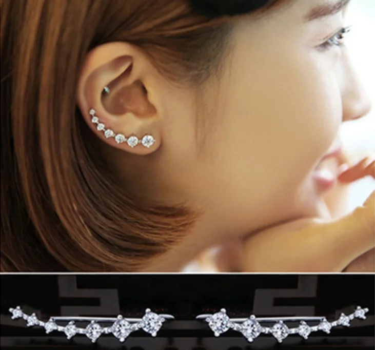 

KNOCK High quality 2019 new four claw earrings, 1 pair of silver gilt Xingyuan crystal pearl earrings earhook plated earrings