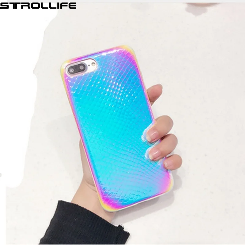 

STROLLIFE For iphone 7Plus Case Luxury Snake Laser Shine Soft Back Cover Capa Colorful Bling Phone Cases For iPhone 7Plus 5.5"
