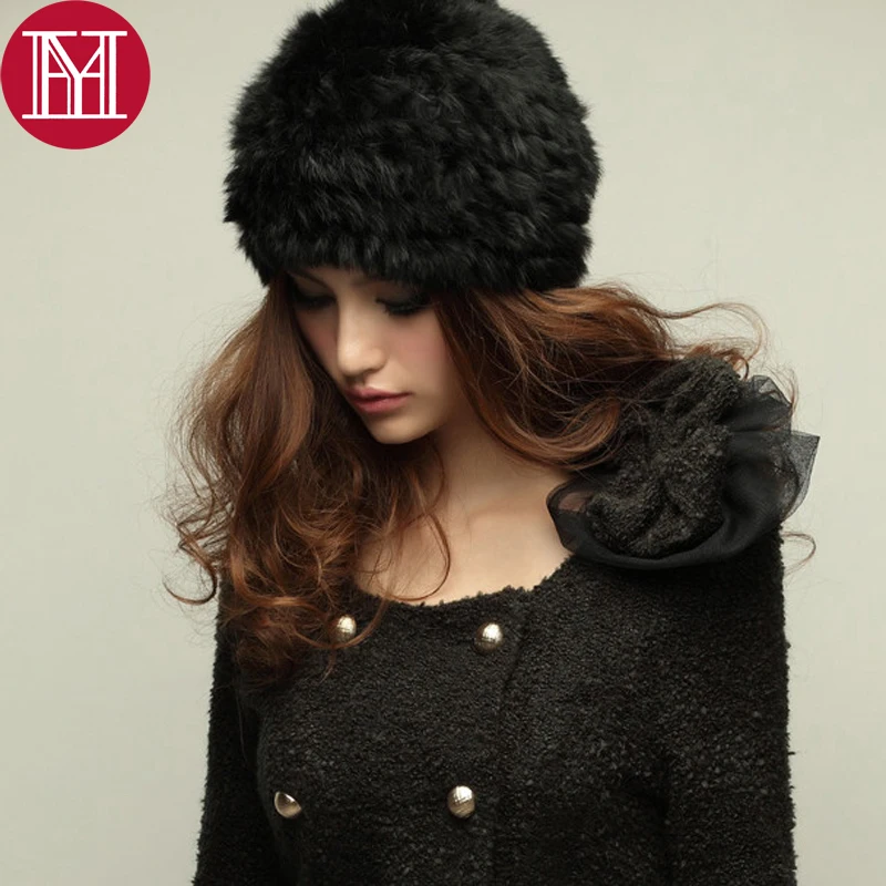 

women winter fur hat 100% real natural rabbit fur manual knitted cap wholesale retail hot style good quality hat lose sale